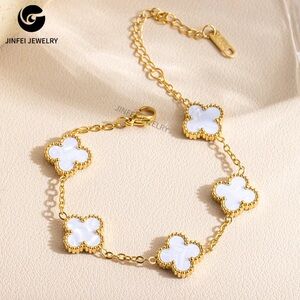 Gold and White Clover Bracelet